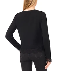 CeCe Women's Lace Hem Long Sleeves Sweater