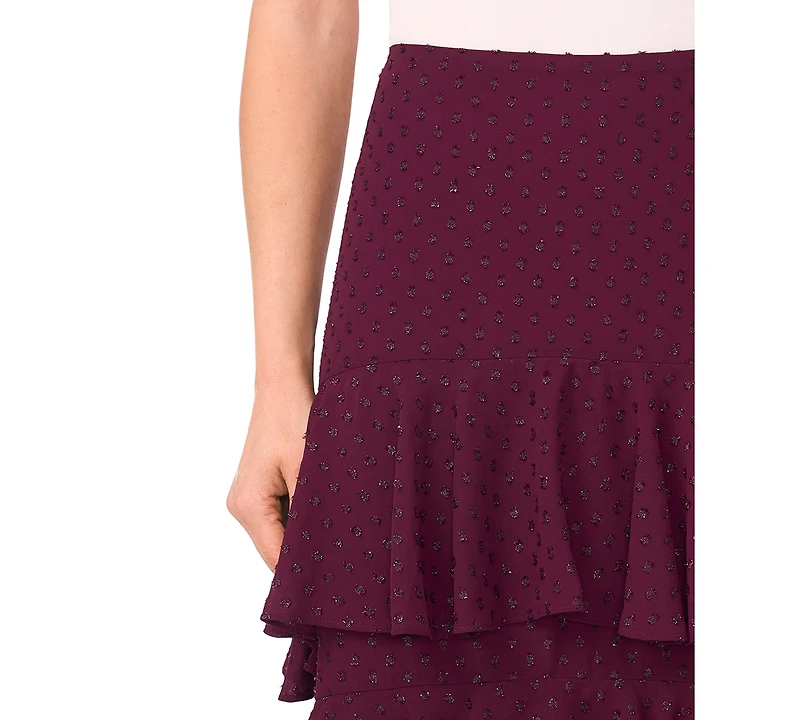 CeCe Women's Tiered Ruffle Flounce Midi Skirt