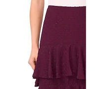 CeCe Women's Tiered Ruffle Flounce Midi Skirt