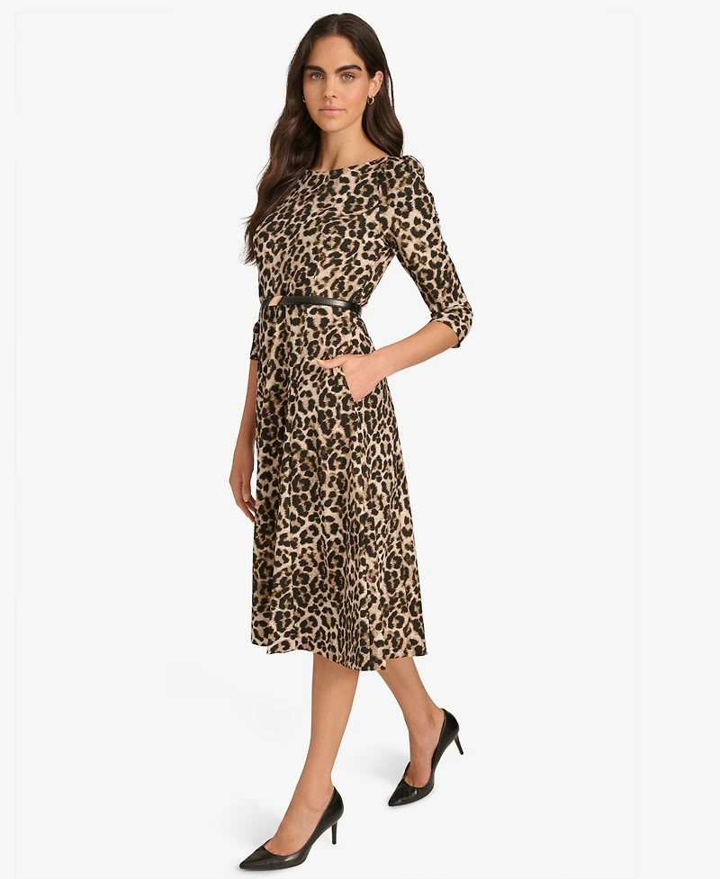 Calvin Klein Women's Belted Animal Midi Dress
