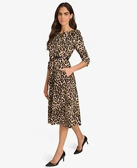 Calvin Klein Women's Belted Animal Midi Dress