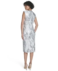 Calvin Klein Women's Sleeveless Foil Printed Sheath Dress