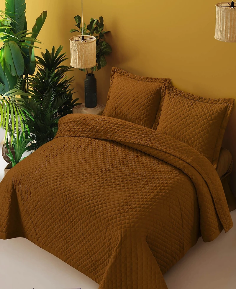 Tribeca Living Brisbane Microfiber Solid Oversized Quilt Set