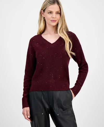 I.n.c. International Concepts Petite Roving Sequin V-Neck Sweater, Macy's Exclusive