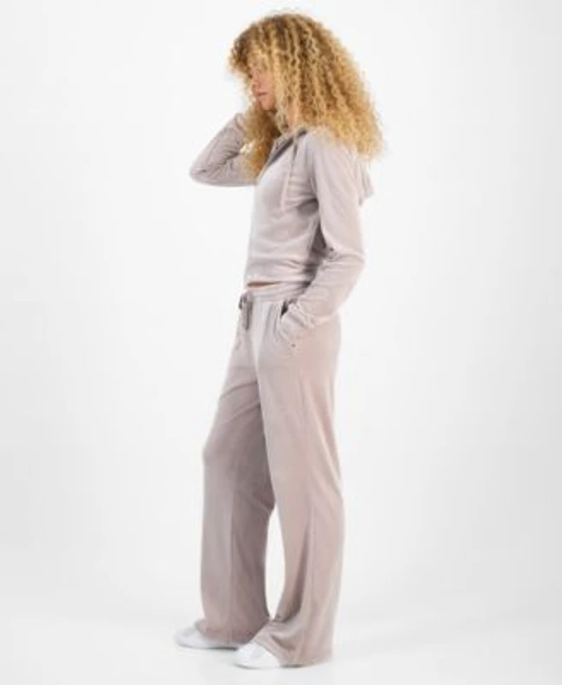 Hippie Rose Juniors Ribbed Velour Zip Up Hoodie Ribbed Velour Drawstring Pants