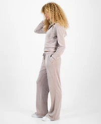 Hippie Rose Juniors Ribbed Velour Zip Up Hoodie Ribbed Velour Drawstring Pants