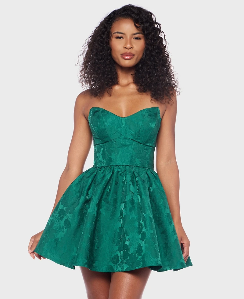 Alex & Sophia Juniors' Strapless Scoop Neck Bustier Dress