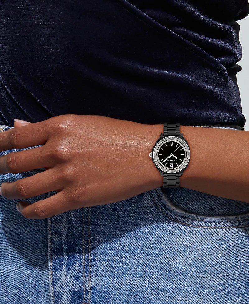 Coach Women's Kitt Black Ceramic Bracelet Watch, 34mm