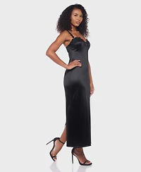B Darlin Juniors' Embroidered Lace Spaghetti Strap Midi Dress