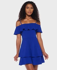 B Darlin Juniors' Ruffled Off-The-Shoulder Dress
