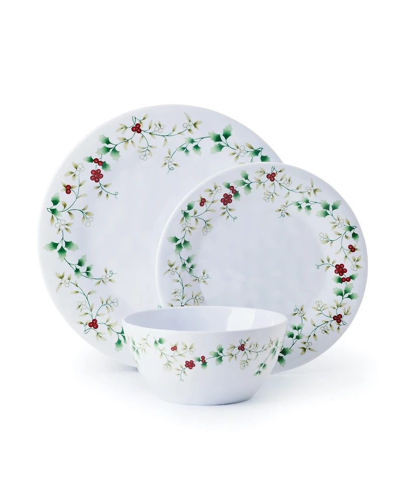 Winterberry Holiday Melamine 24 Pc. Dinnerware Set, Service for 8