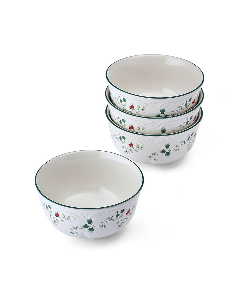 Winterberry Holiday Cereal Bowls, Set of 4