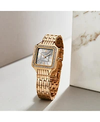 Stuhrling Confidant 4020 Women s Square Watch – Quartz Movement, 27mm Case, Crystal-Accented Bezel