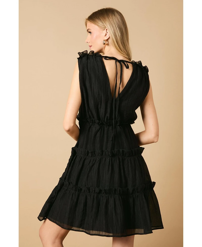 Oasis Women's Tiered Detail V-Neck Mini Dress