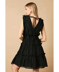 Oasis Women's Tiered Detail V-Neck Mini Dress