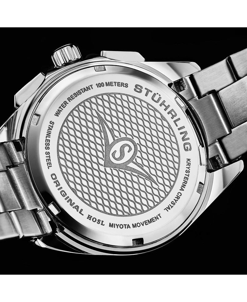 Stuhrling Men's Monaco Silver-tone Stainless Steel, Green Dial, 47mm Round Watch