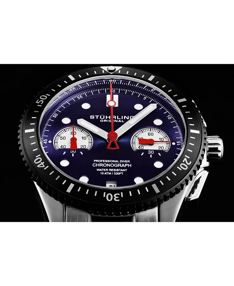 Stuhrling Velocity 4016 Men s Chronograph Watch – Quartz Movement, 42mm Case, Rotating Bezel, Stainless Steel Bracelet
