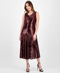 Robbie Bee Women's Sleeveless Cowl Neck Midi Dress