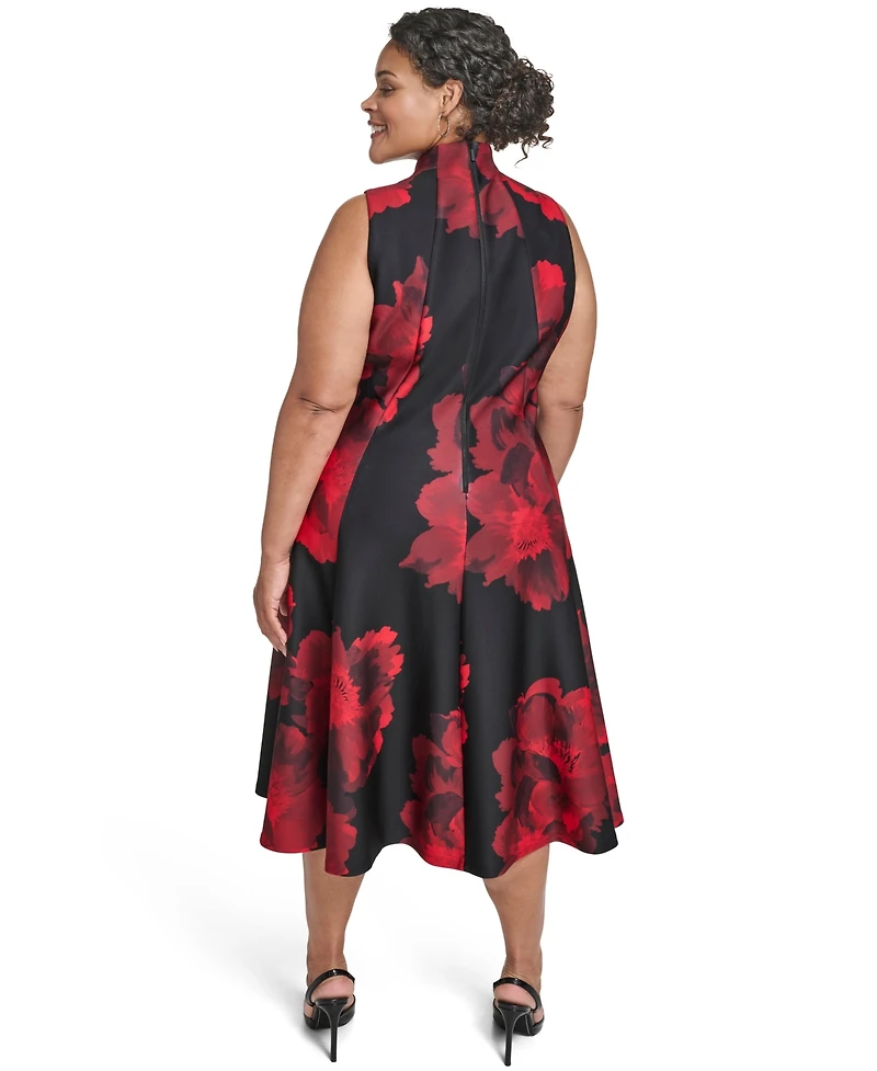 Calvin Klein Plus Floral Print Scuba Dress