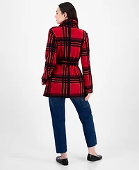 Bcx Juniors' Plaid Micro-Fleece Belted Jacket