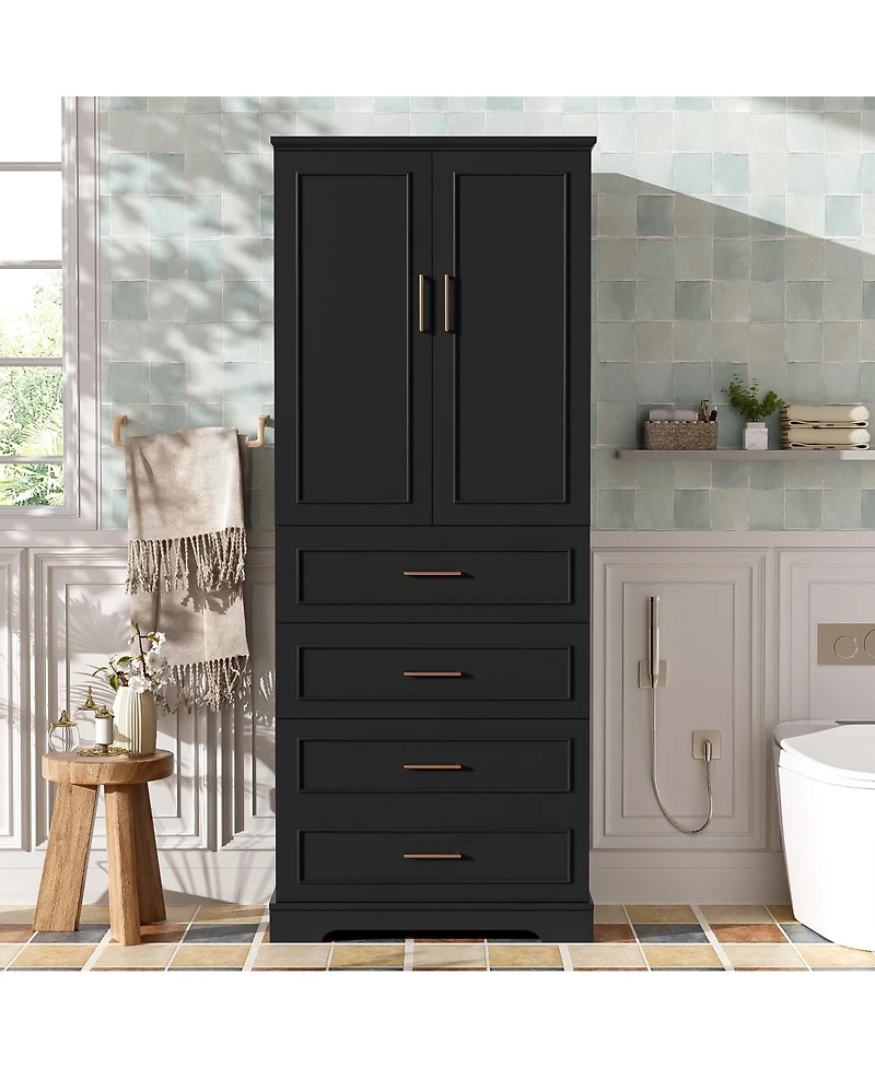 Casainc 72.2" Tall Freestanding Bathroom Cabinet with 3 Drawers, Adjustable Shelf, Soft-Close Doors and Steel Handles