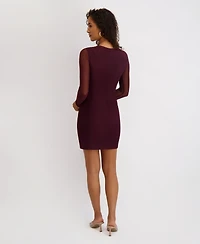 Siena Women's Mesh Scuba Long-Sleeve Bodycon Dress