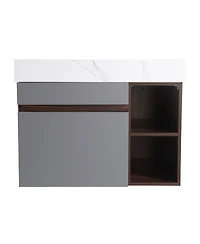 Casainc 30-Inch Wall-Mounted Bathroom Vanity with Quartz Countertop and Double Topmount Sinks