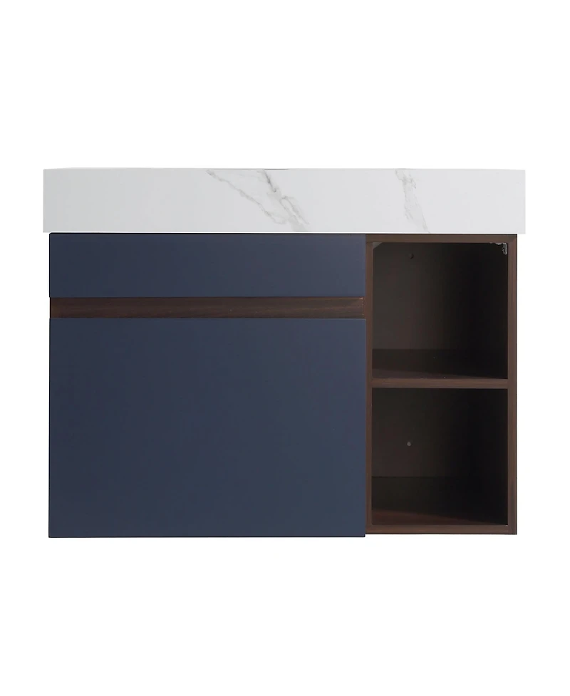 Casainc 30-Inch Wall-Mounted Bathroom Vanity with Quartz Countertop and Double Topmount Sinks