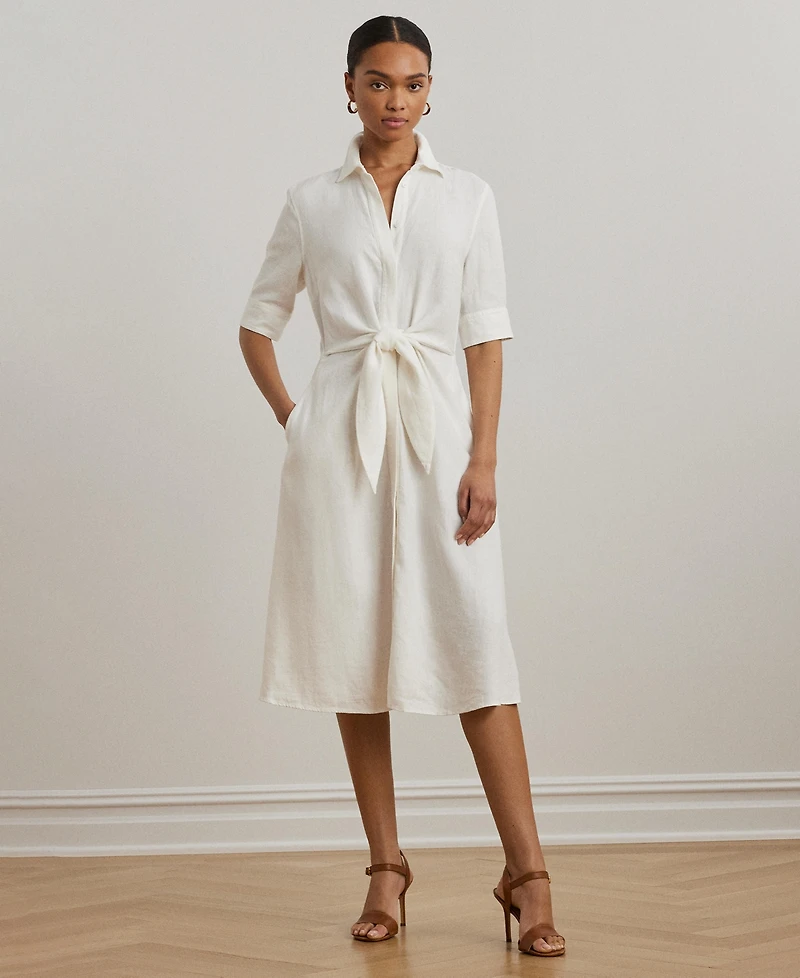 Lauren Ralph Petite 100% Linen Shirt Dress