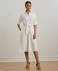 Lauren Ralph Petite 100% Linen Shirt Dress