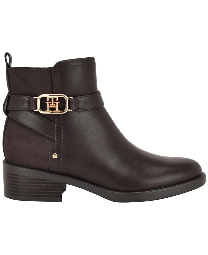Tommy Hilfiger Women's Ivaide Logo Strap Block Heel Booties