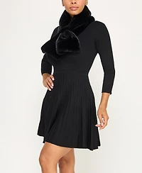 Bcx Juniors' 2-Piece V-Neck Fit and Flare Sweater Dress with Scarf Set