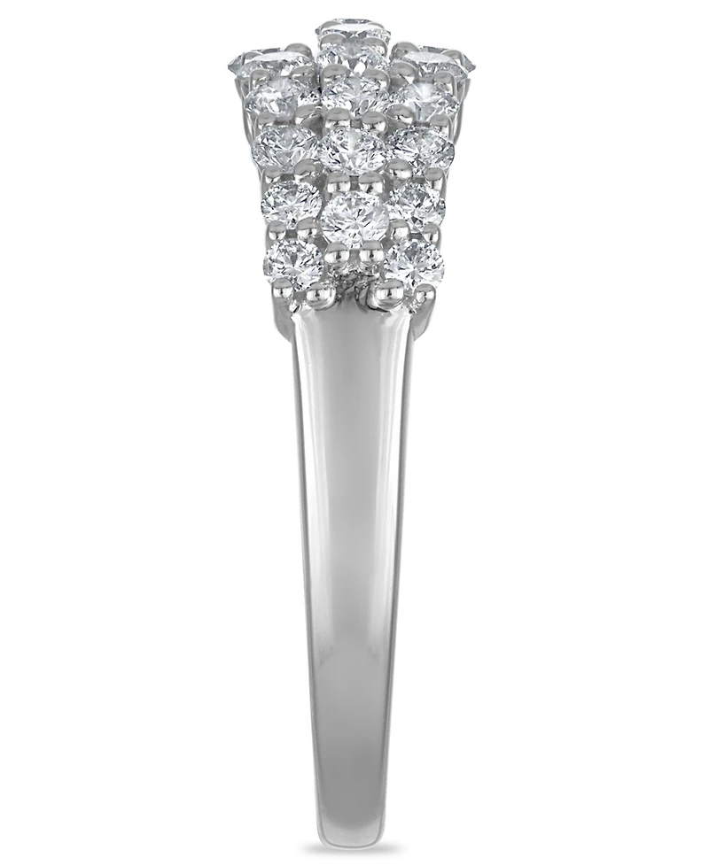 Diamond 3-Row Band Ring (1 ct. t.w.) in 14k White Gold