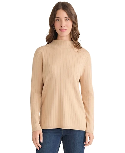 Jones New York Women's Wide Rib Funnel Neck Sweater