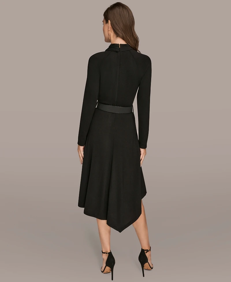 Donna Karan New York Women's Long Sleeves Angle Hem Dress
