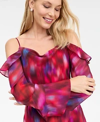 I.n.c. International Concepts Women's Ruffled Cold-Shoulder Dress, Macy's Exclusive