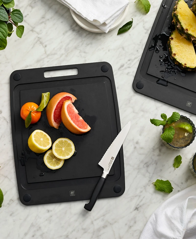 Zwilling Plant Fiber 14x11.25" Slate with Juice Grooves and Silicone Feet Cutting Board