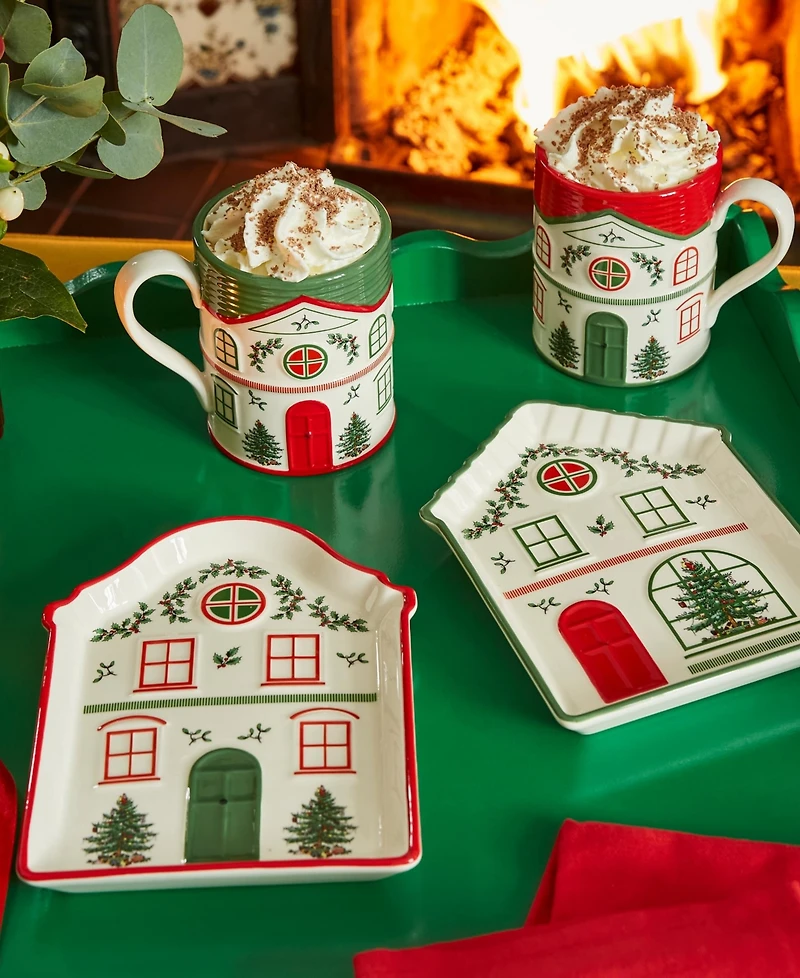 Spode Christmas Tree Village Mug, Red