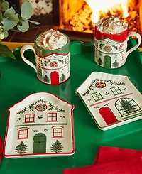 Spode Christmas Tree Village Mug, Red