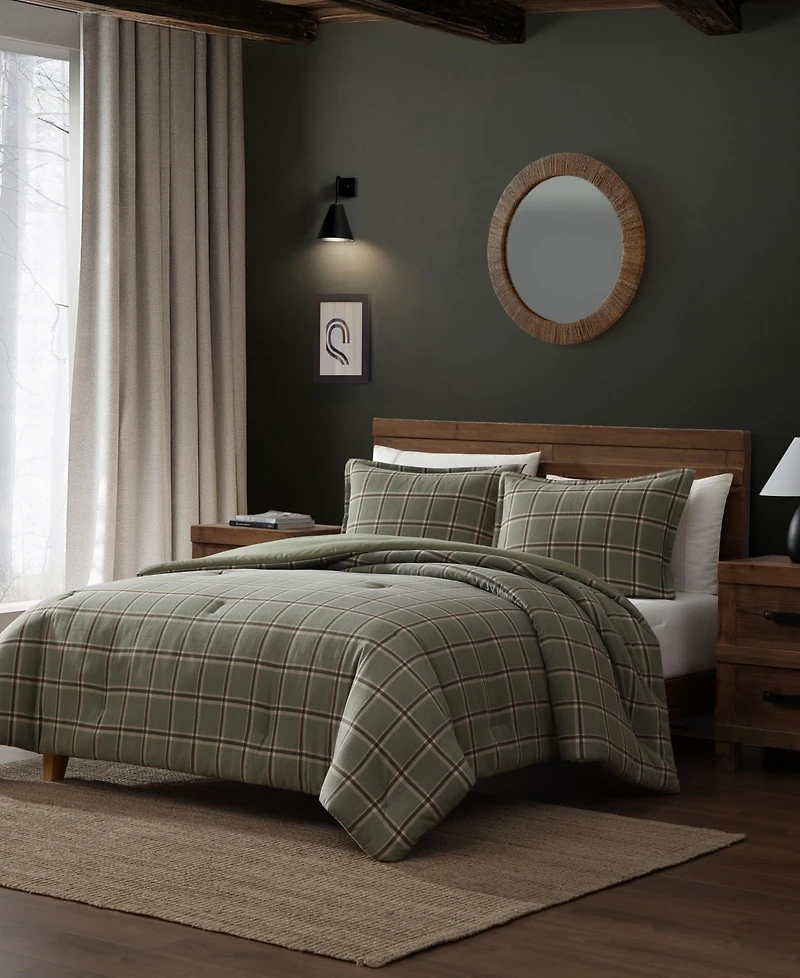 Eddie Bauer Alpine Plaid Printed Flannel 3-Pc. Comforter Set, King