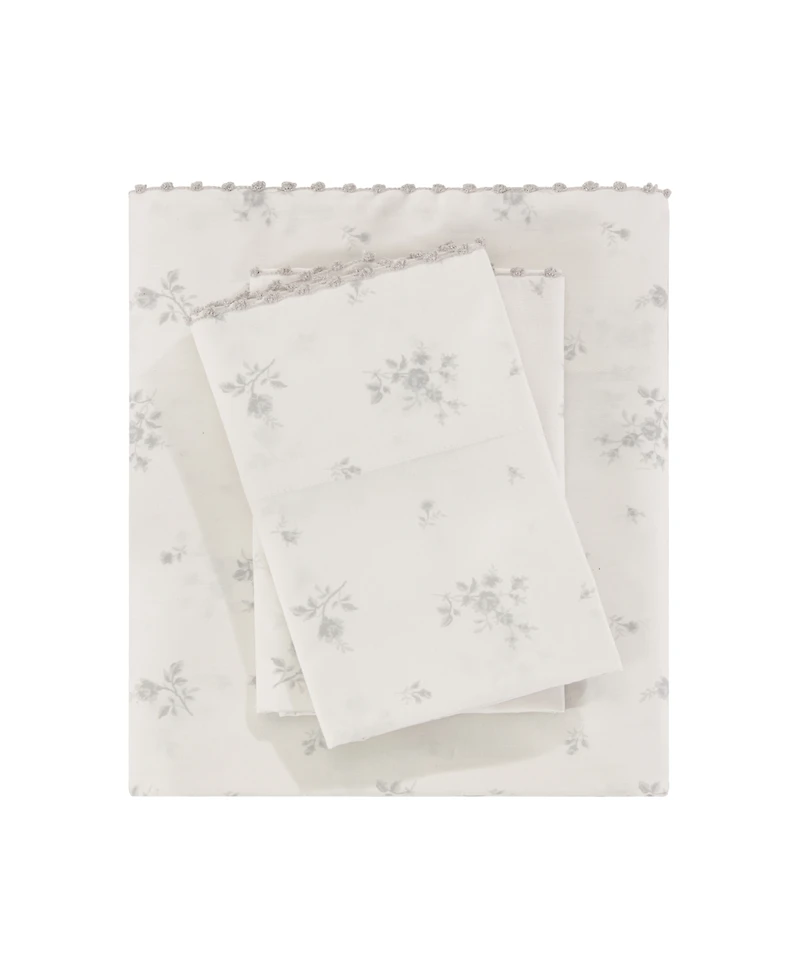 Sunham Callie Floral 200-Thread Count 4-Pc. Sheet Set
