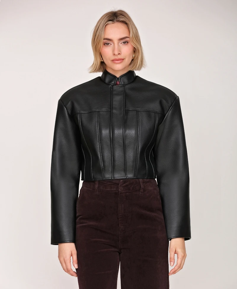 Avec Les Filles Women's Wide Shoulder Cropped Jacket