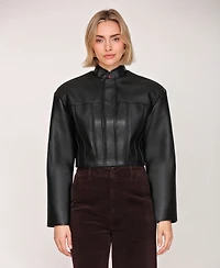Avec Les Filles Women's Wide Shoulder Cropped Jacket