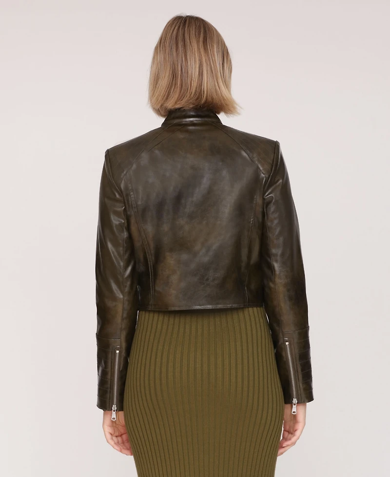 Avec Les Filles Women's Cropped Moto Jacket