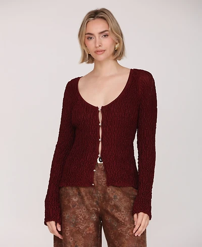 Avec Les Filles Women's Scoop Neck Cardigan