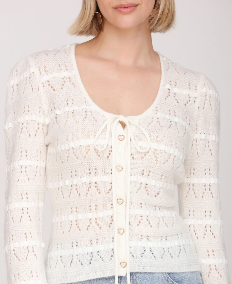 Avec Les Filles Women's Scoop Neck Cardigan