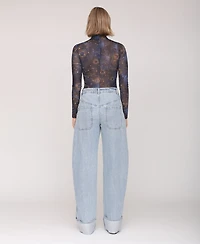 Avec Les Filles Women's Rolled Cuff Barrel Leg Jeans