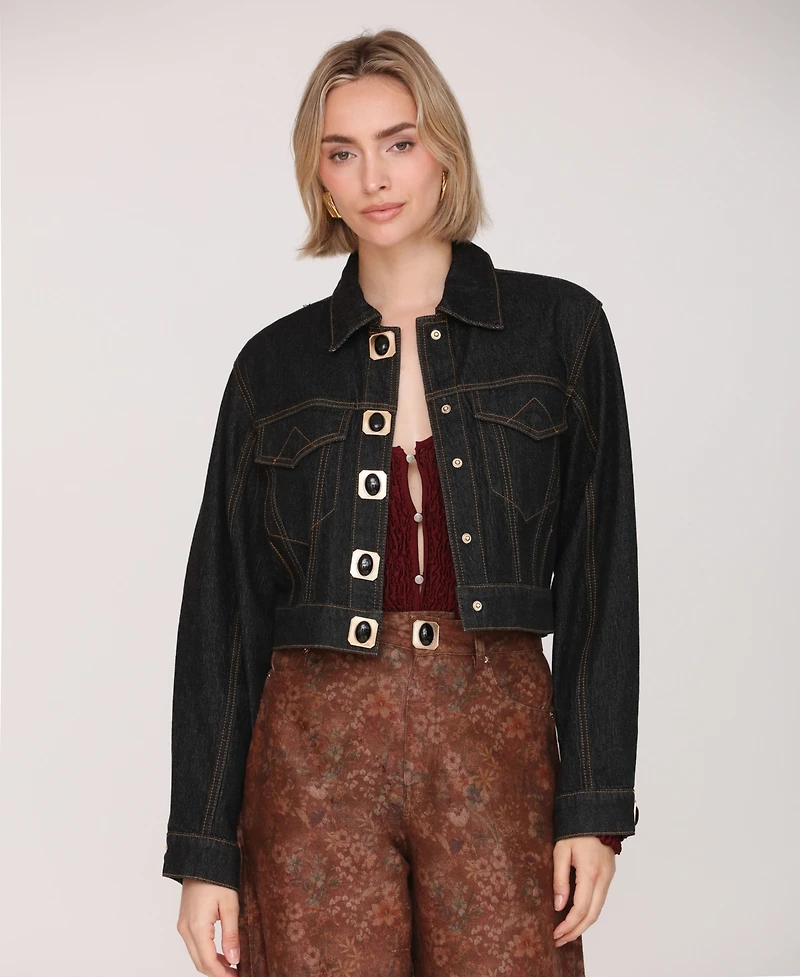 Avec Les Filles Women's Long Sleeve Trucker Jacket