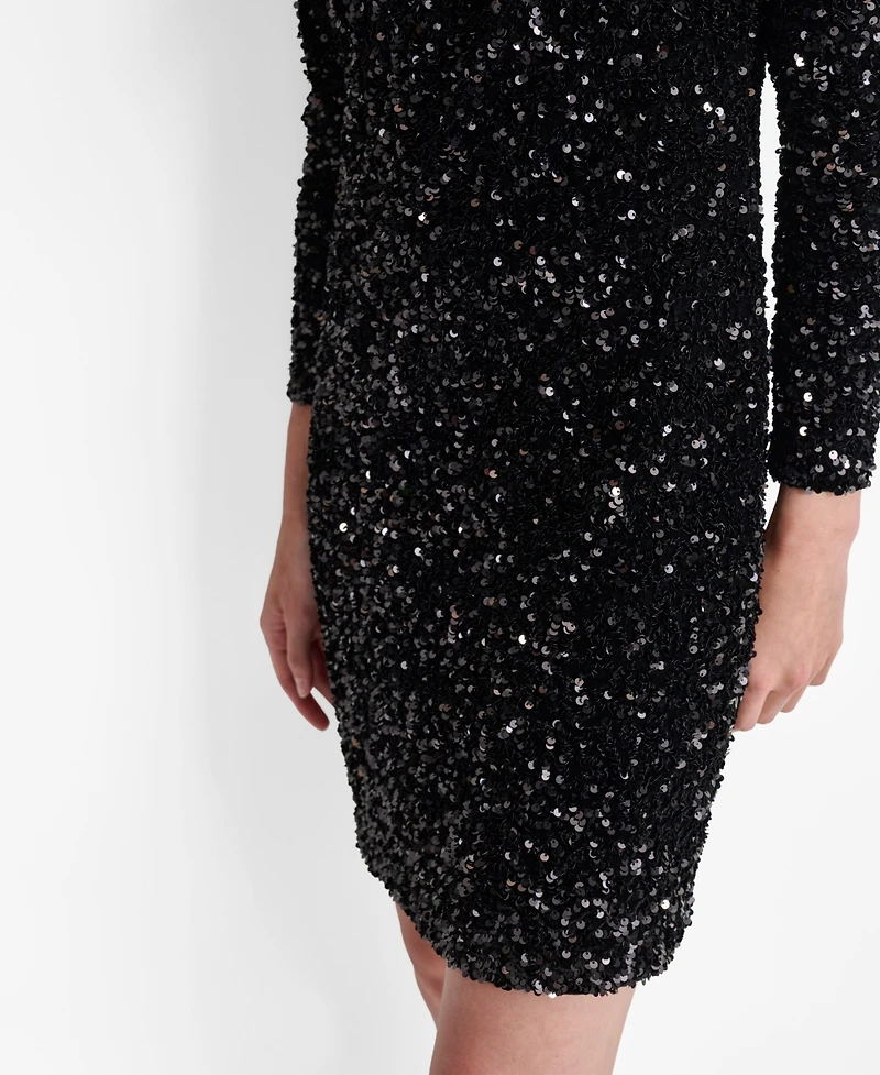 Dkny Women's Long Sleeve Sequin Shift Dress