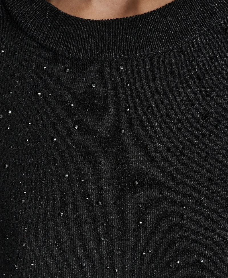 Dkny Women's Sparkle Hotfix Long Sleeve Sweater